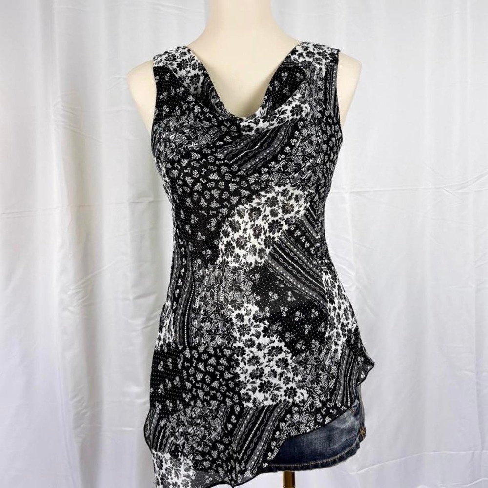 Vintage y2k asymmetric cowl neck tank size small